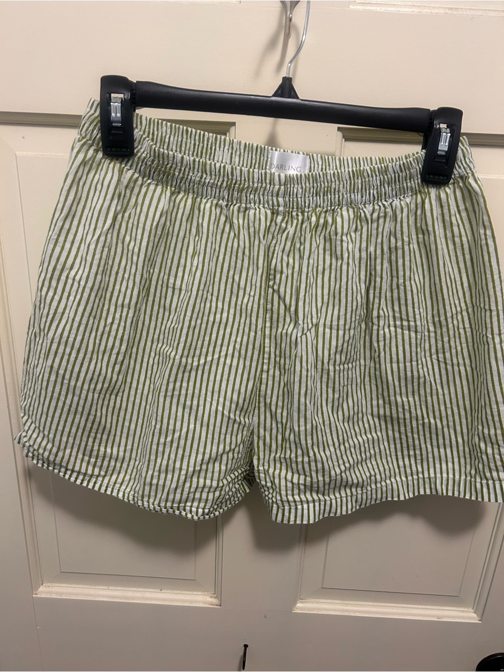 Darling Brand Striped Puff-Sleeve Top and Shorts Set in Light Green Lounge Set - Picture 2 of 6